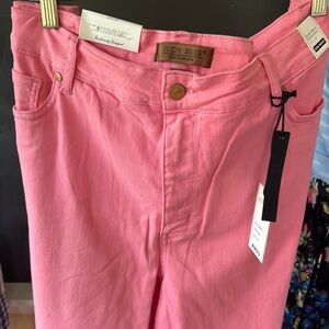 Judy Blue High Rise Pink crop raw hem Jean